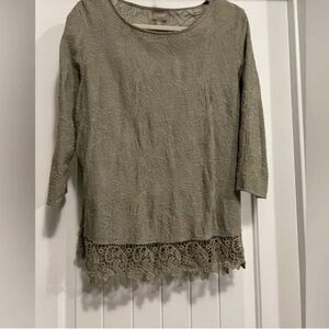 Chico's Sage Embroidered Top
